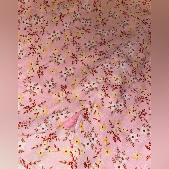 Lola Grace Mini Skirt with Side Zip and Lining PNK with RED & WHT Flowers SZ MED - Picture 5 of 6